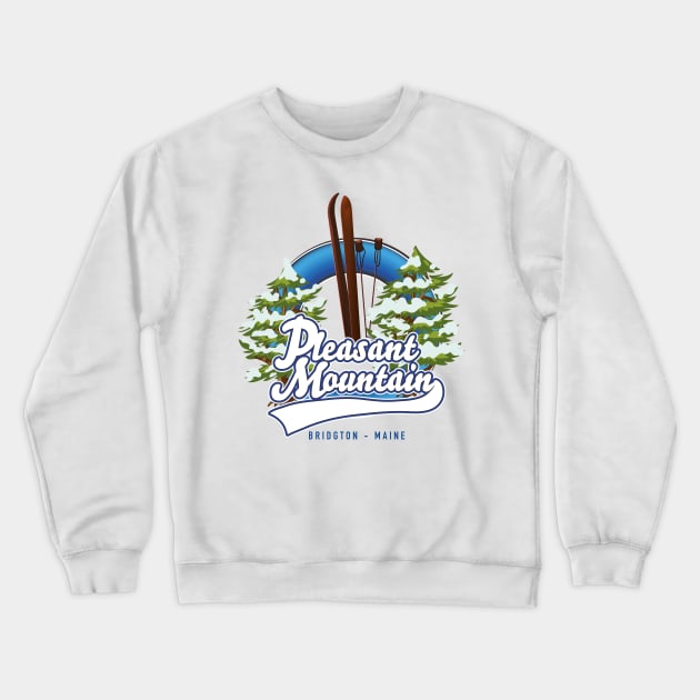 Pleasant Mountain Ski Bridgton ski poster Crewneck Sweatshirt by nickemporium1